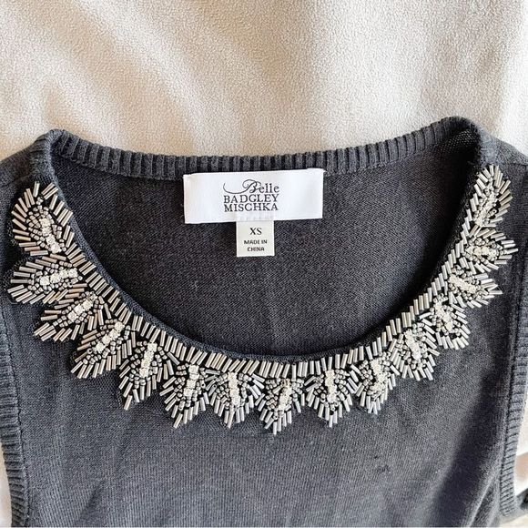 Badgley Mischka Size XS Hand Embroidered Detailed Stitching Sheer Silk Blend Top - Picture 10 of 12